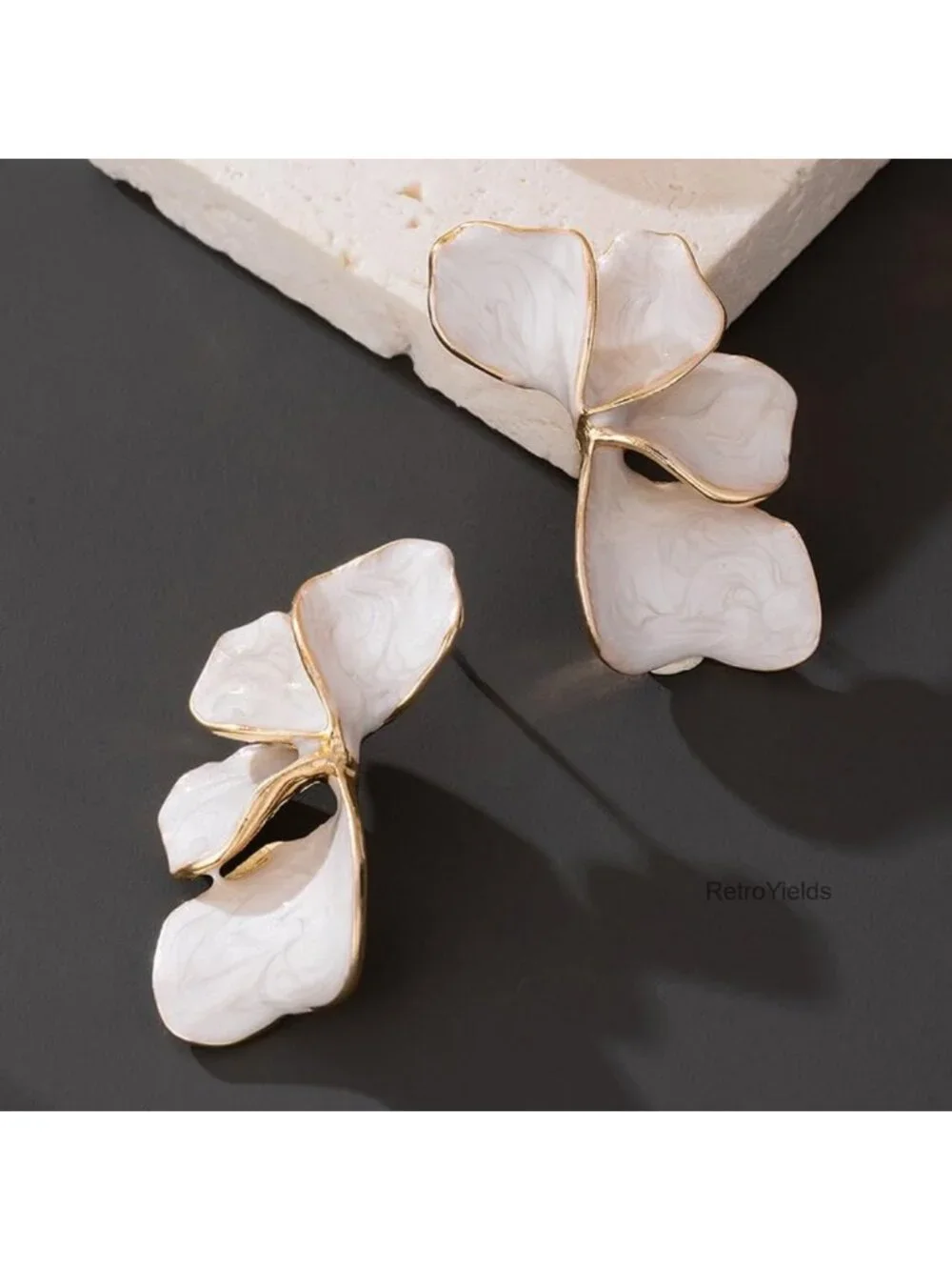Chunky Large Flower Leaf Drop Dangle Earrings for Women Statement Jewelry